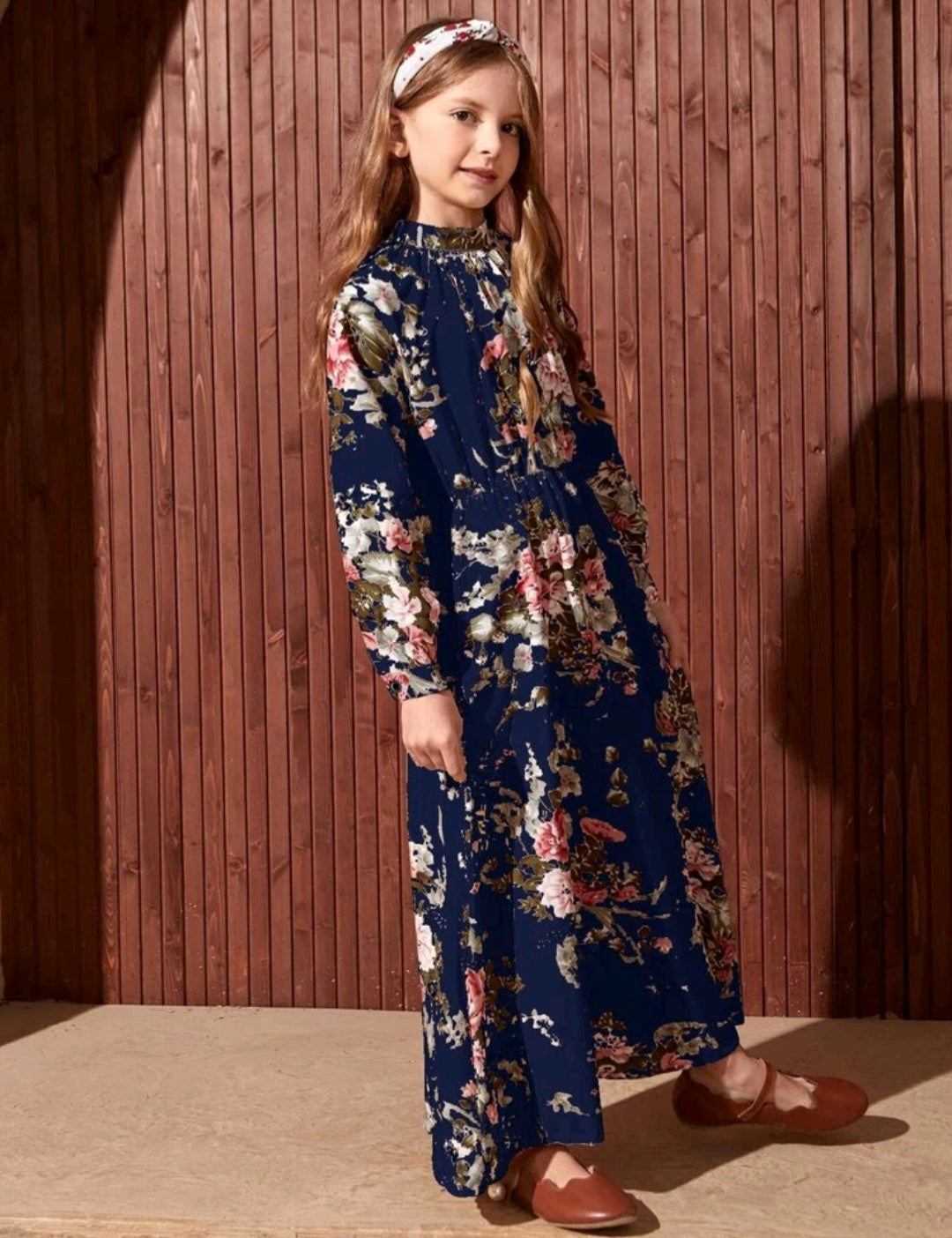 Navy Floral Dress #700030