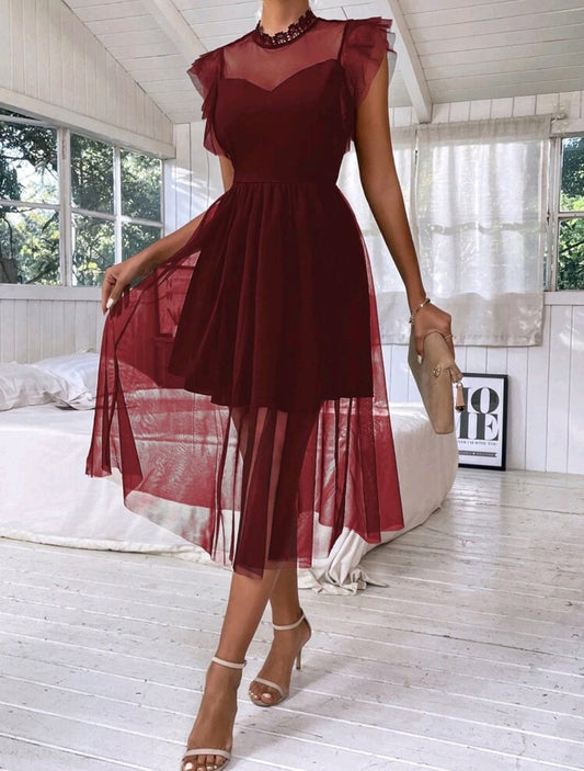 Maroon Ladies Special Occasions Dress #700031