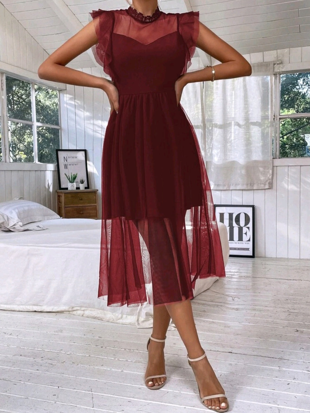 Maroon Ladies Special Occasions Dress #700031