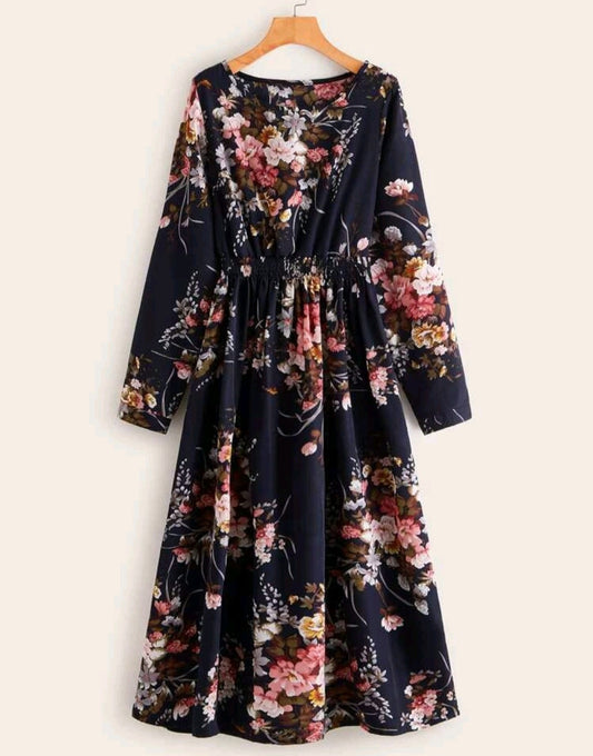 Navy Floral Dress Ladies