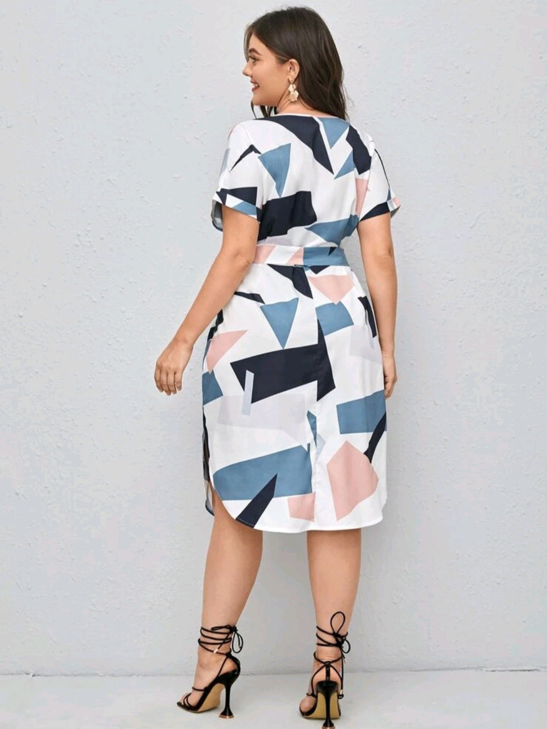 Geometric Pirnted Dress Plus Size #700042