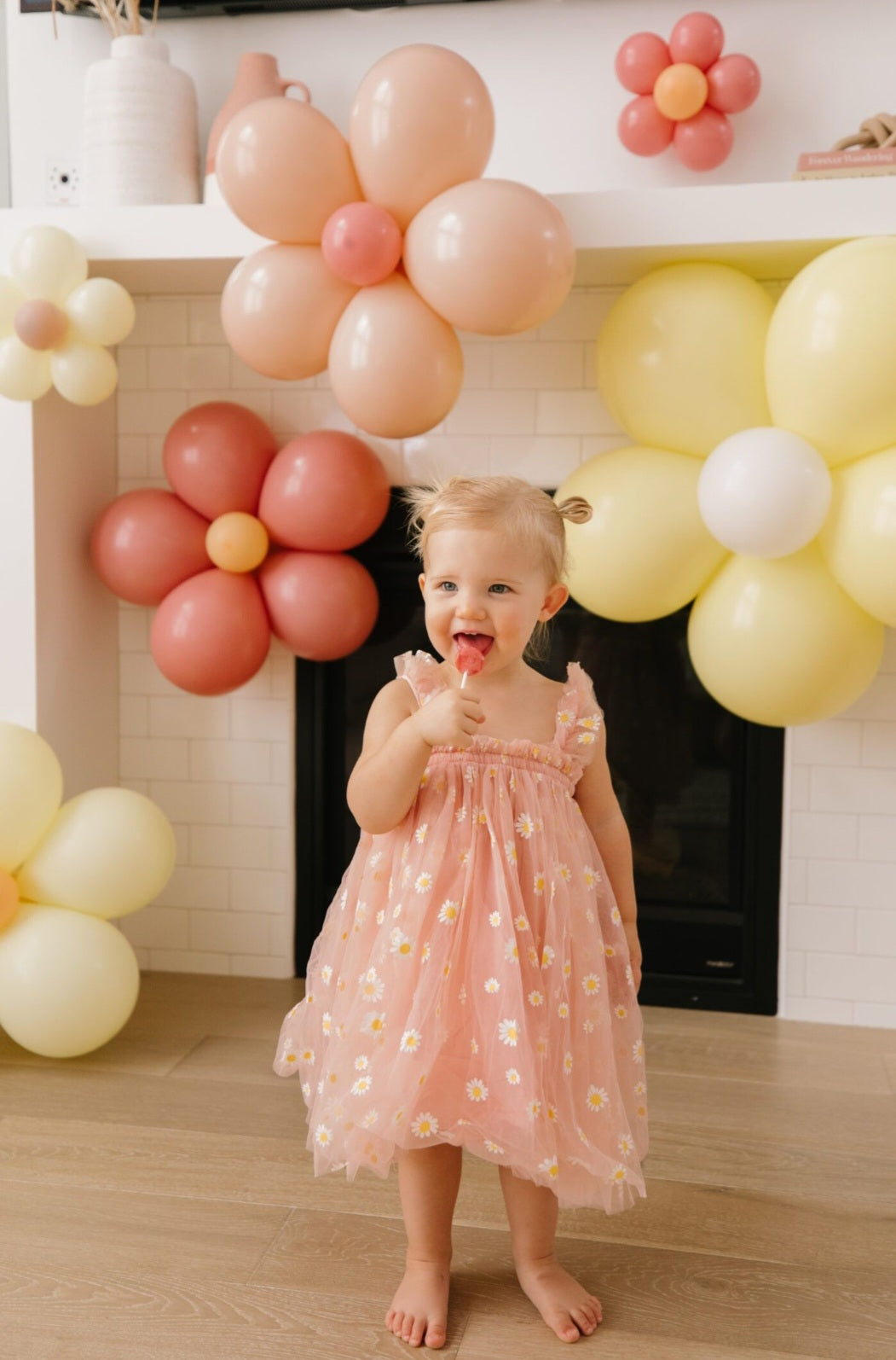 Dusty Pink Daisy Dress 100091