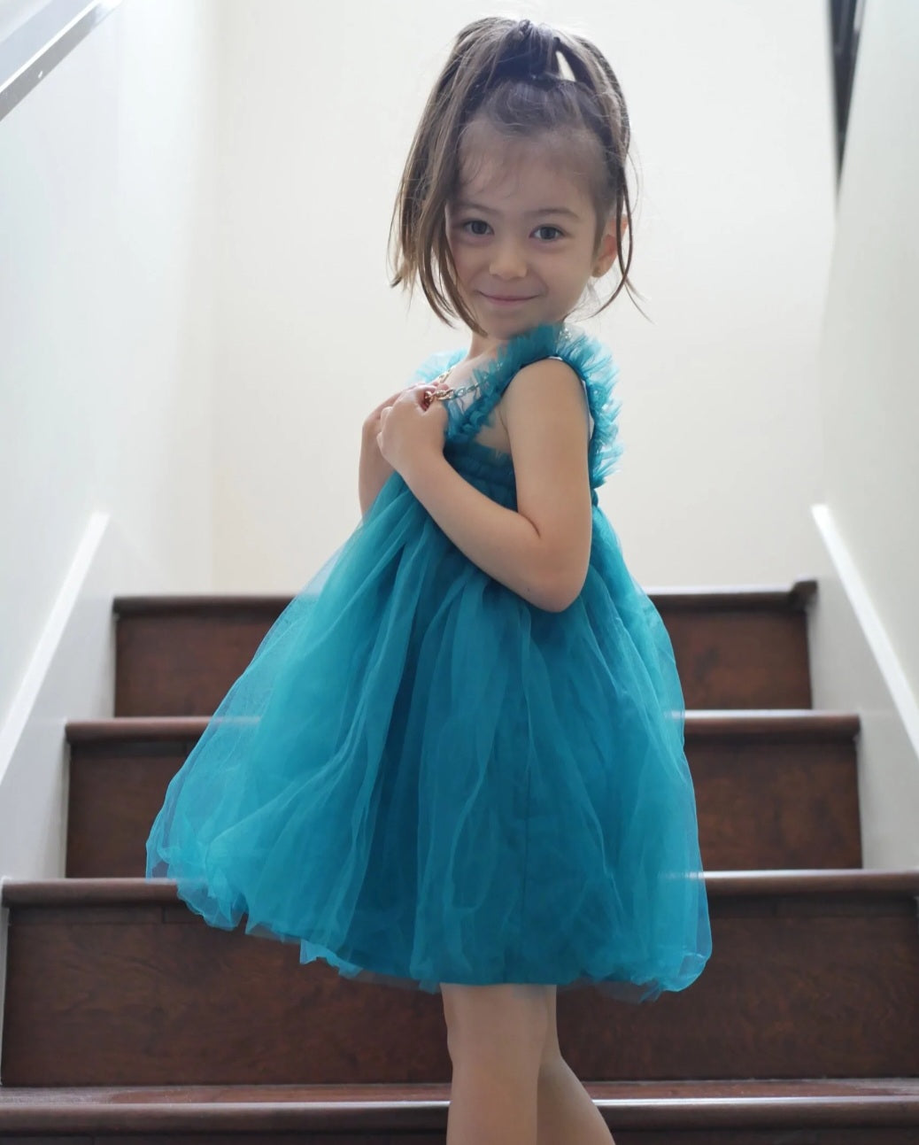 Turquoise Tulle Dress #1000117