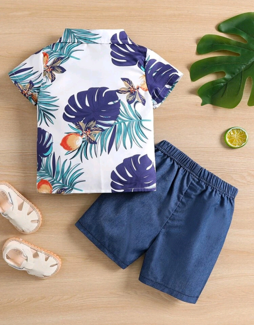 Tropical Shirt and Denim Shorts #700044