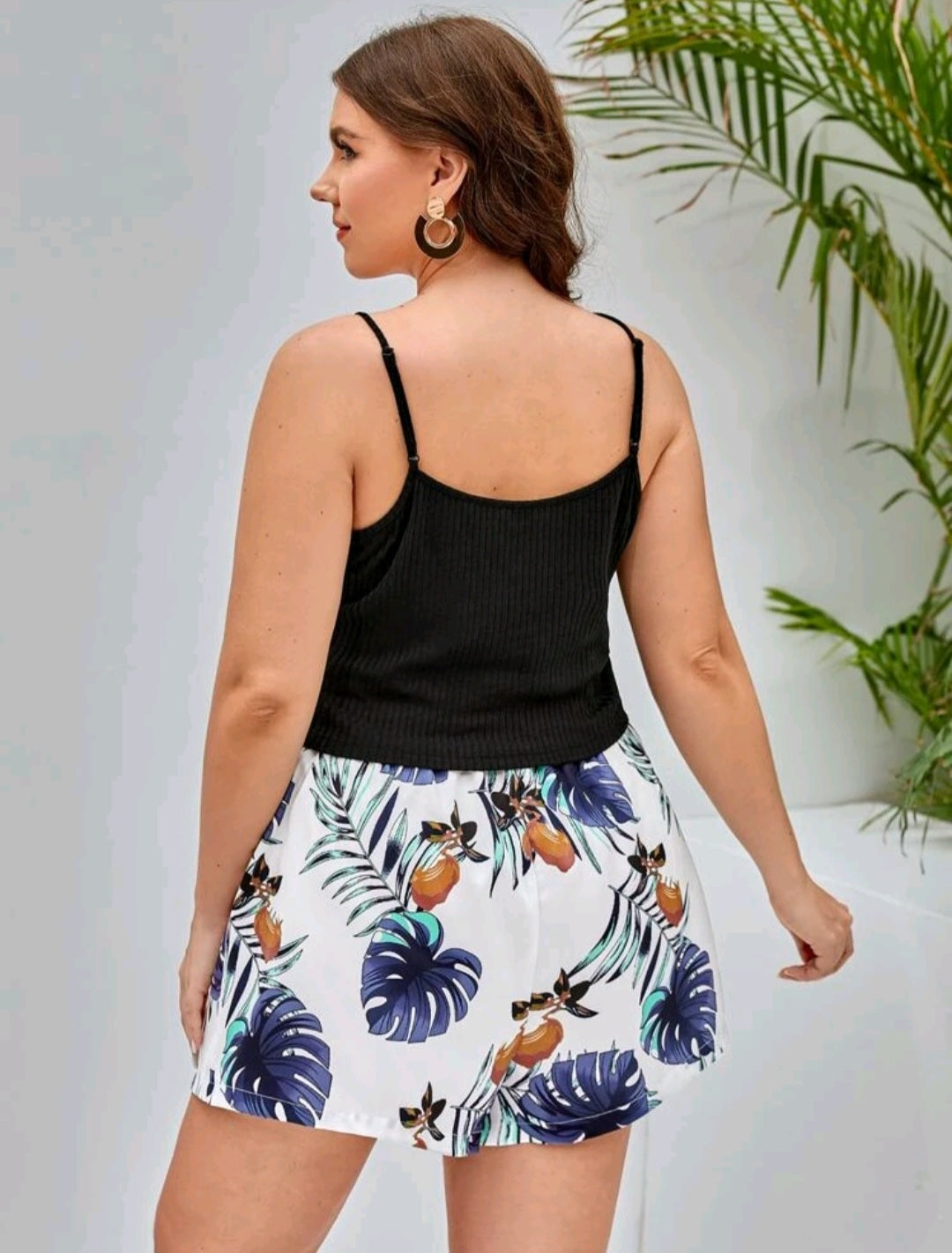 Ladies Tropical Bowknot Shorts and Strappy Top #700046