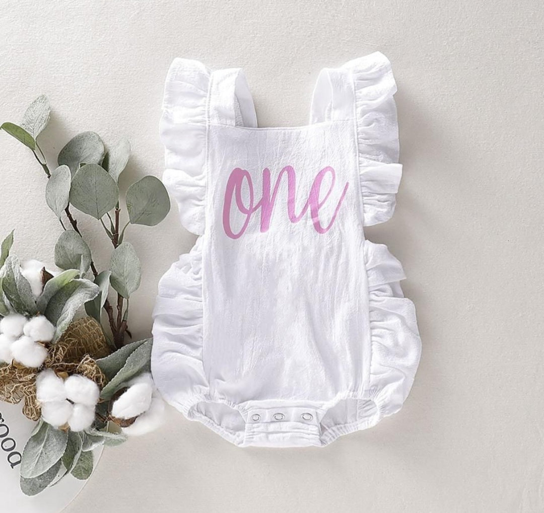 First Birthday White Romper