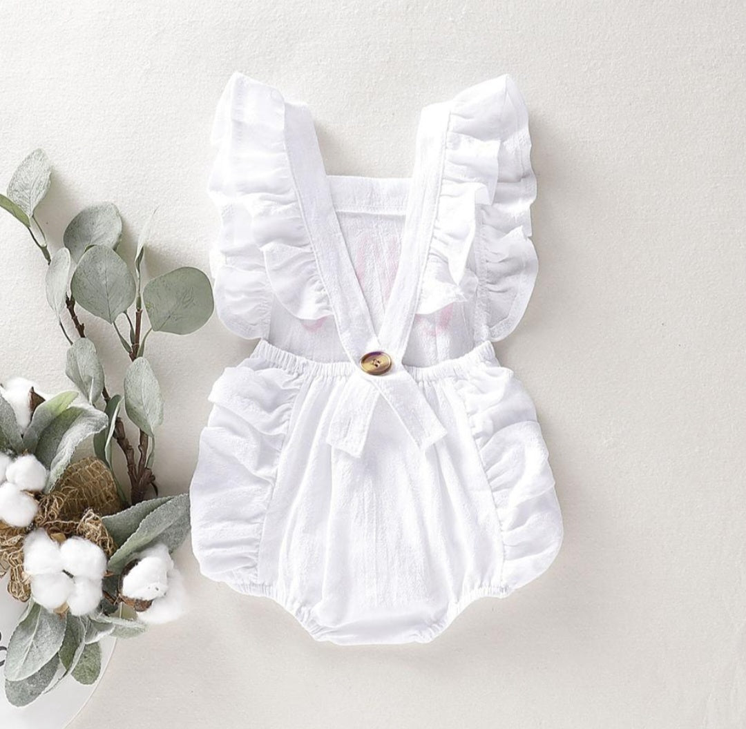 First Birthday White Romper