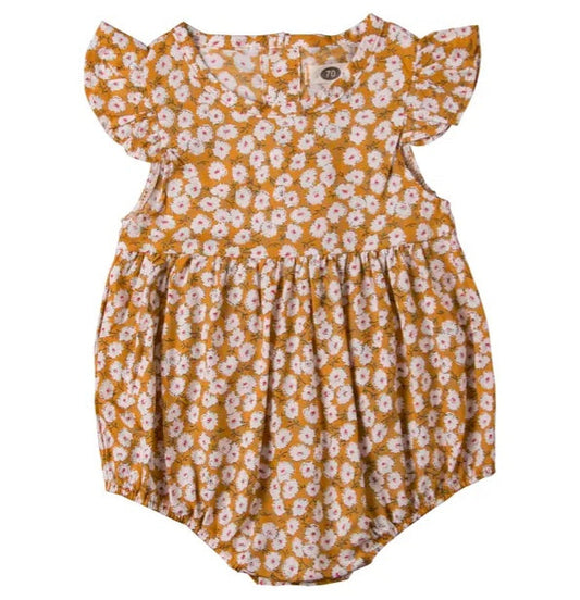 Mustard Floral Fly Sleeve Romper 1000262