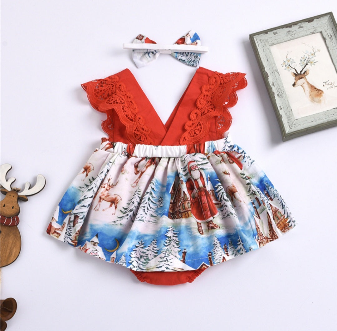 Christmas Romper Dress and Headband