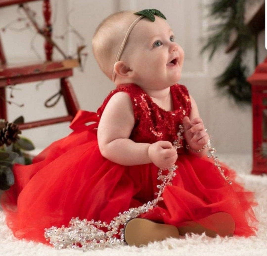 Red Sequins Tutu Dress