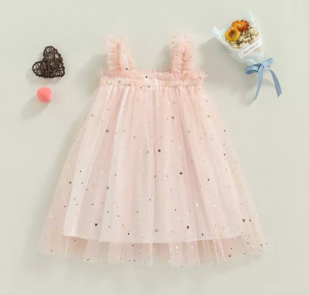 Pink Tulle Dress with Stars and Moons 1000401