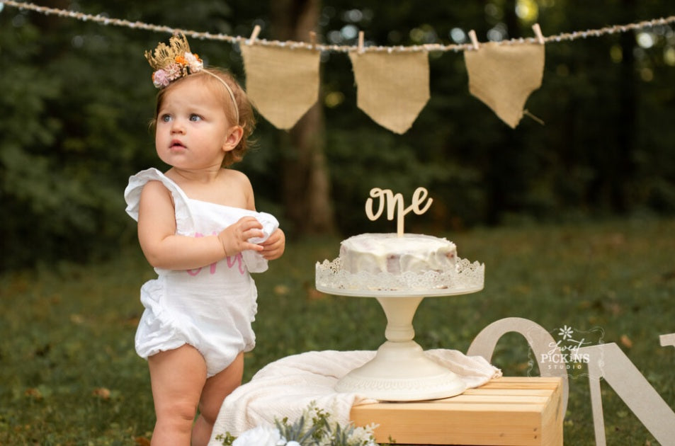 First Birthday White Romper