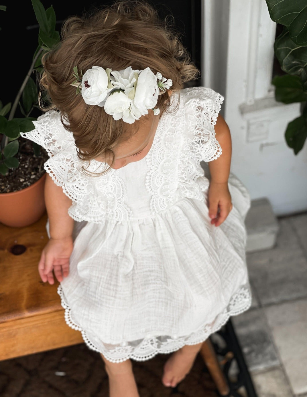 Sibling Outfits,  White Lace Dress #1000691