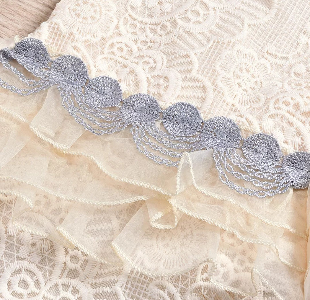 Lace Boho Romper with Silver Lace Detail 1000469