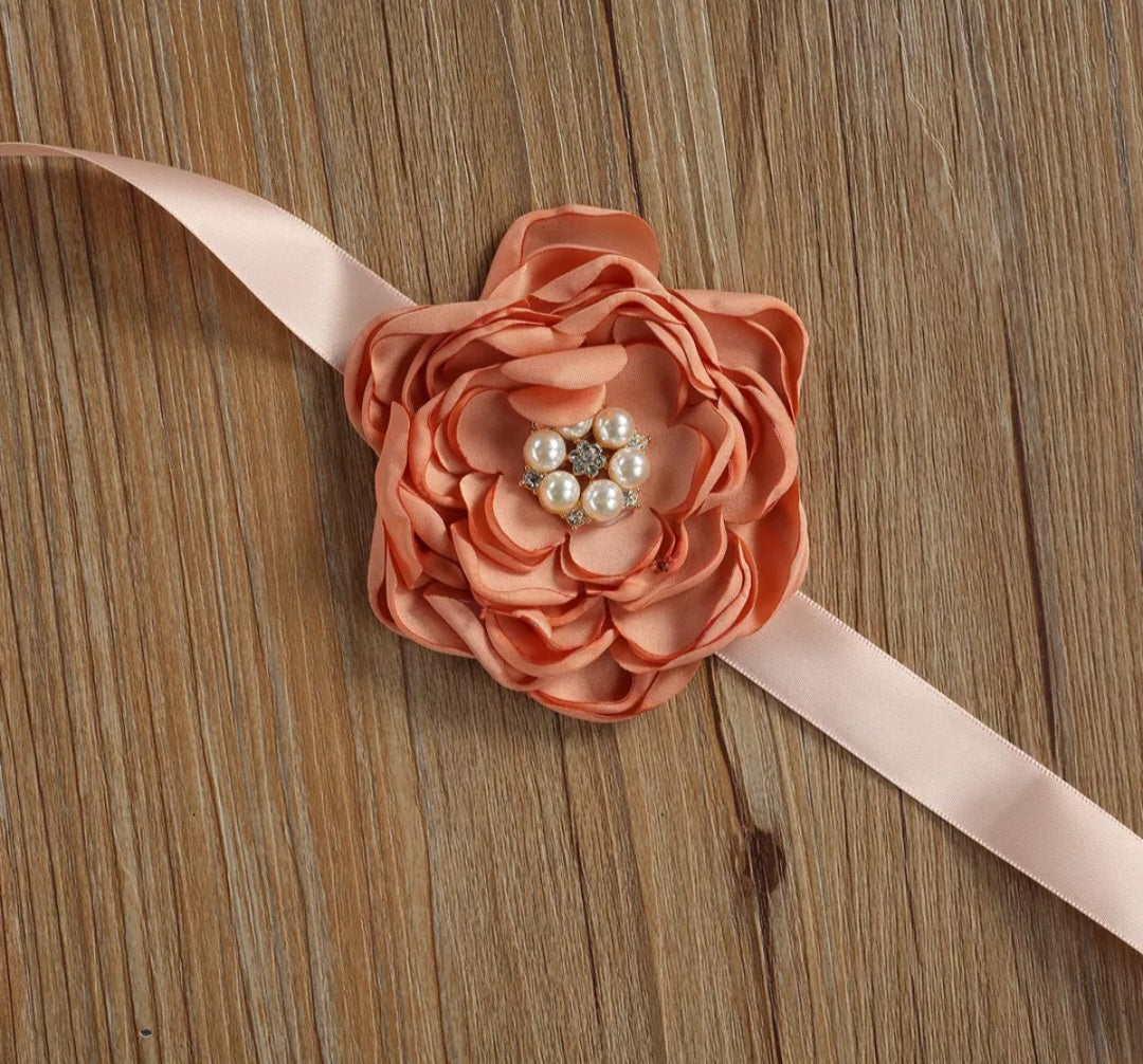 Lace Ruffle Romper with Floral Belt/Headband 1000470