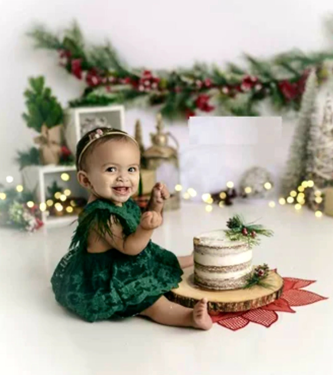 Forest Green Lace Romper with Feather Detail