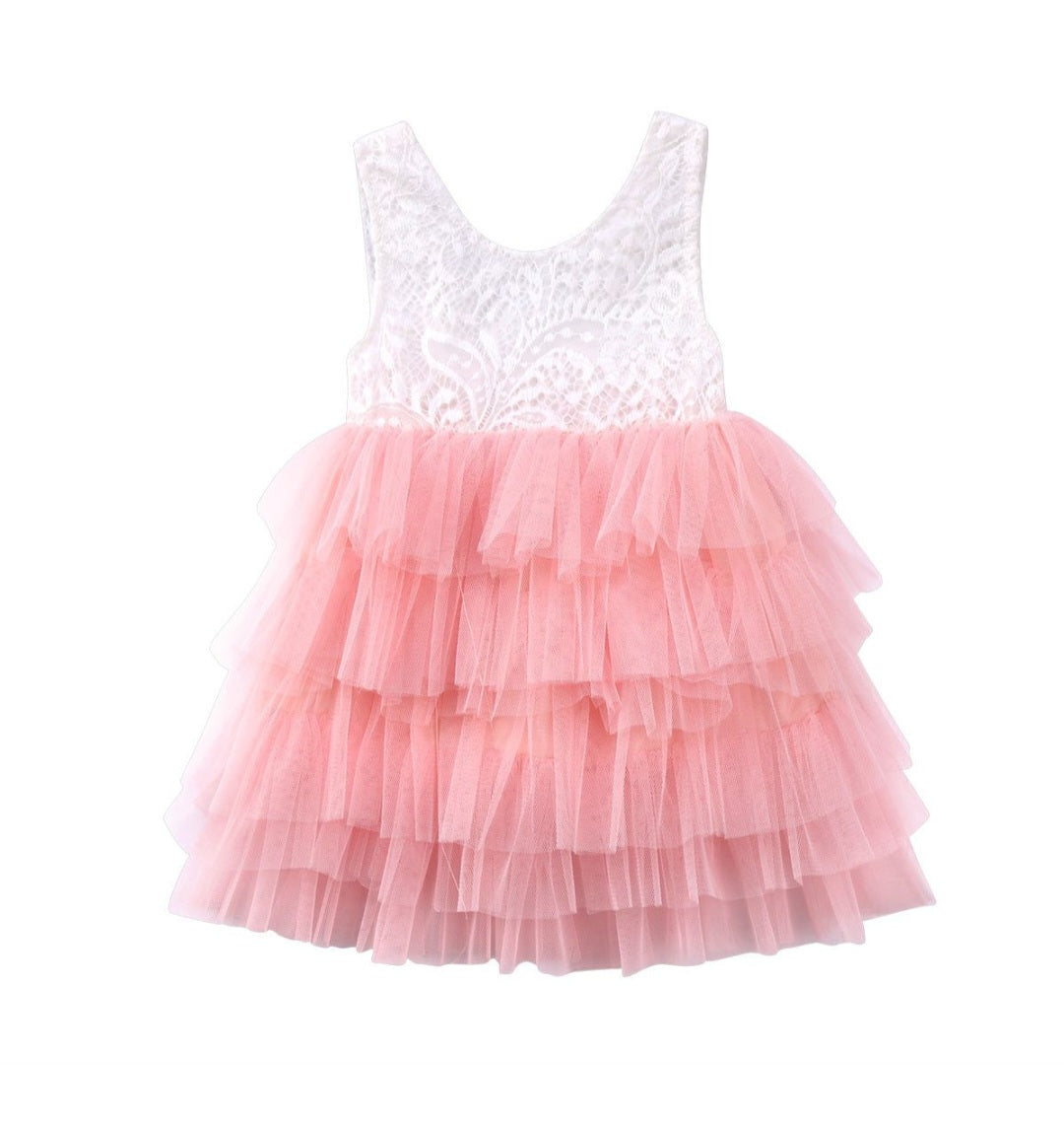 Peachy Pink and Lace Tutu Dress