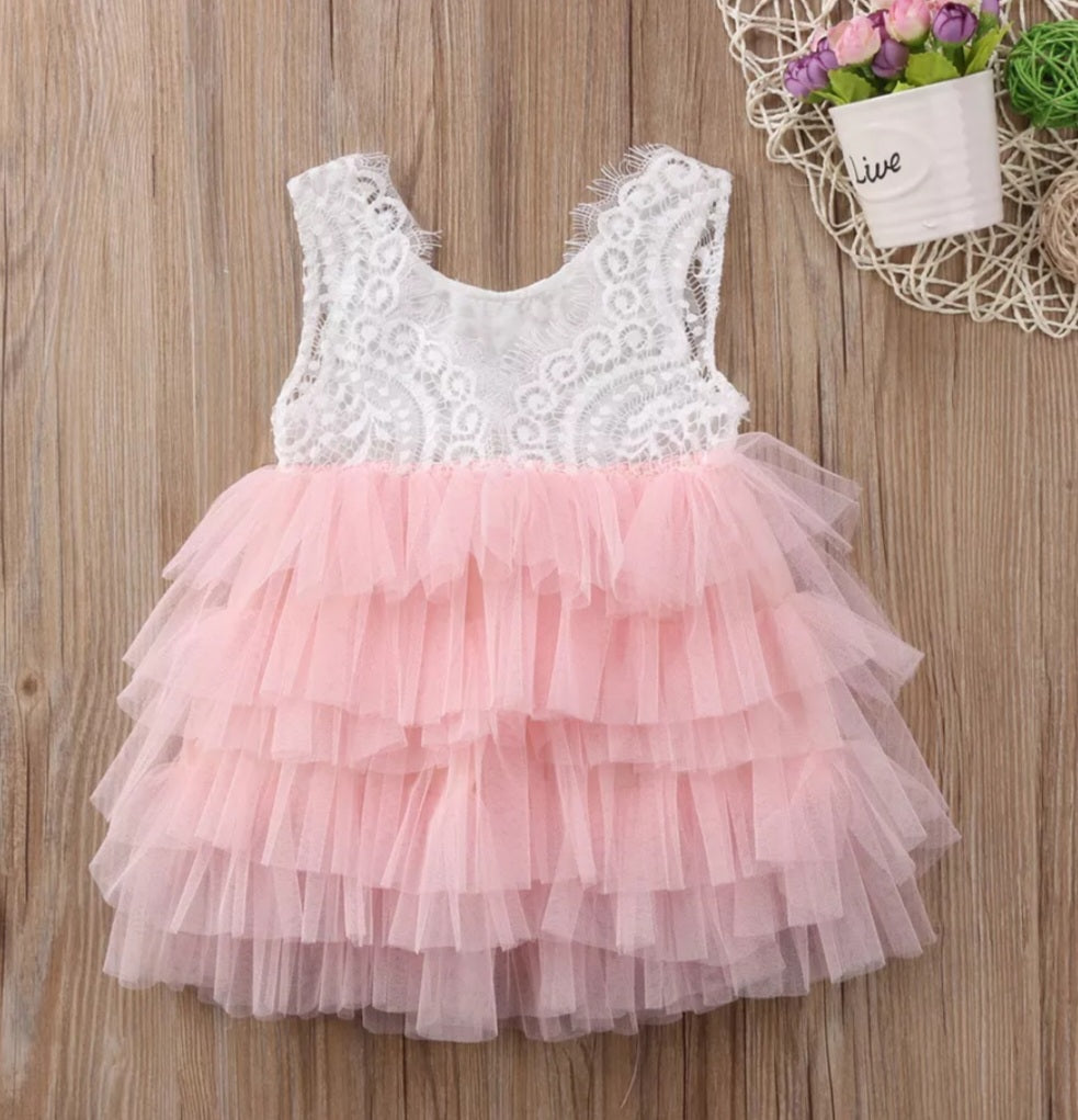 Peachy Pink and Lace Tutu Dress