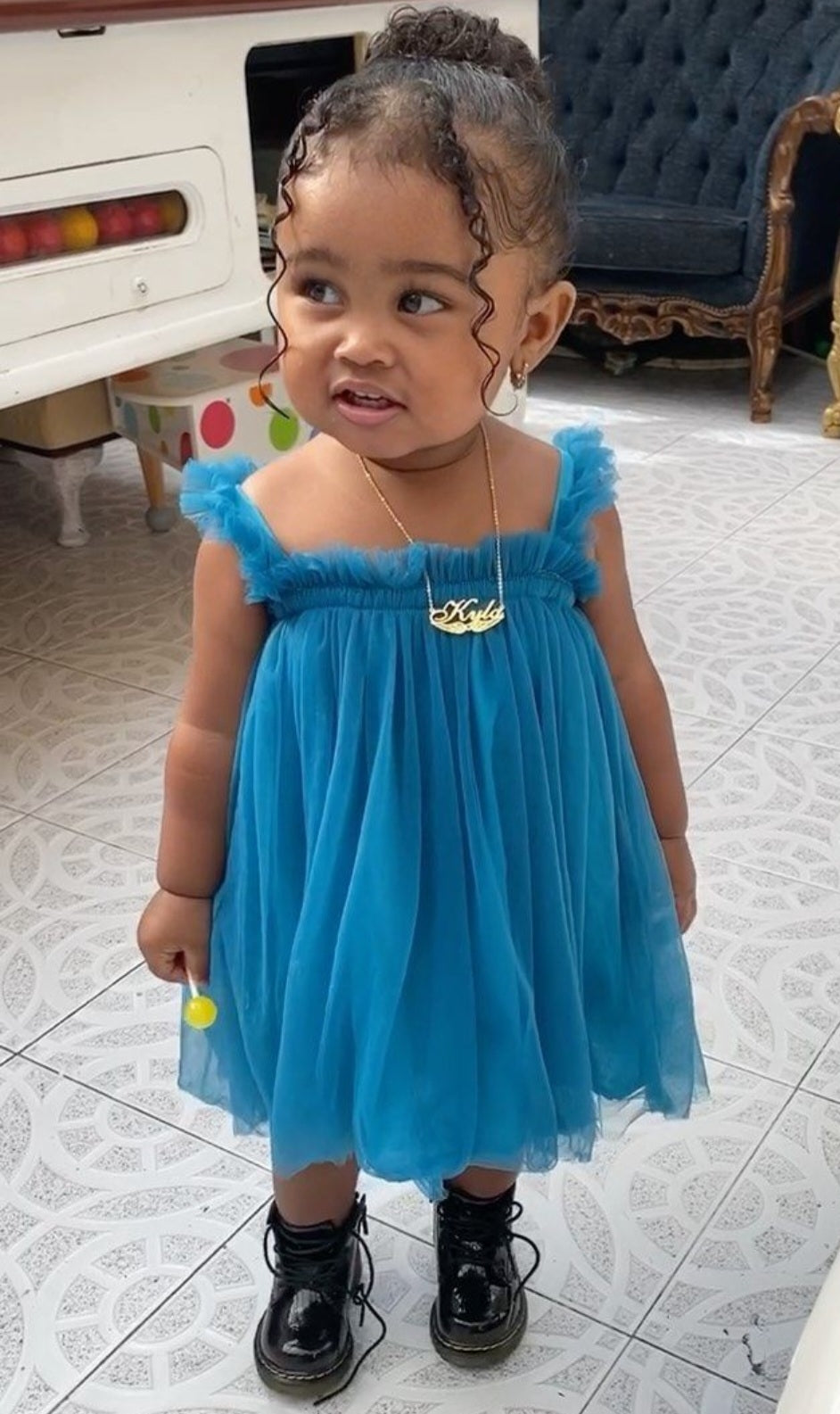 Turquoise Tulle Dress 1000117