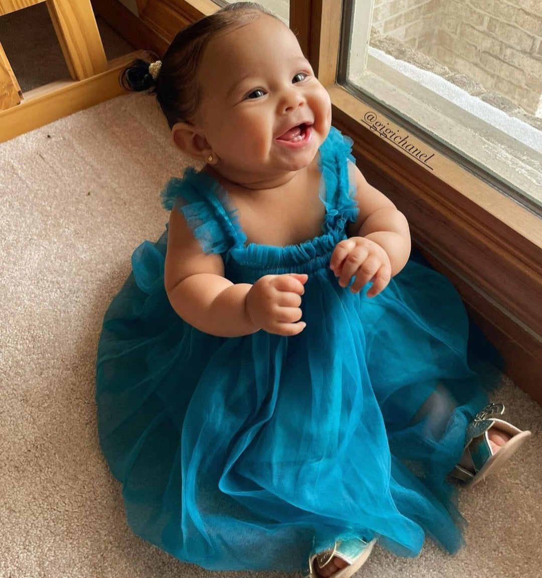 Turquoise Tulle Dress 1000117