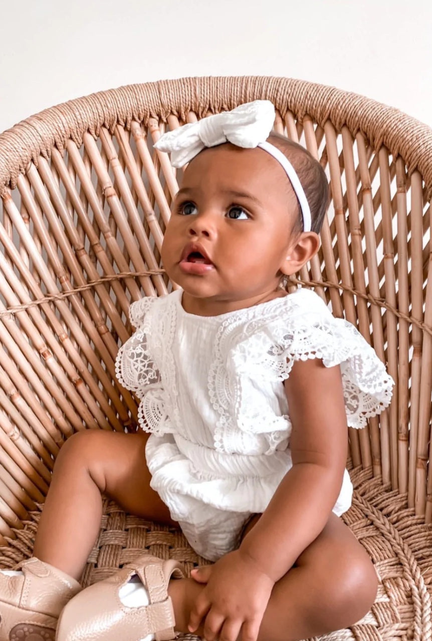 Sibling Outfits,  White Lace Romper