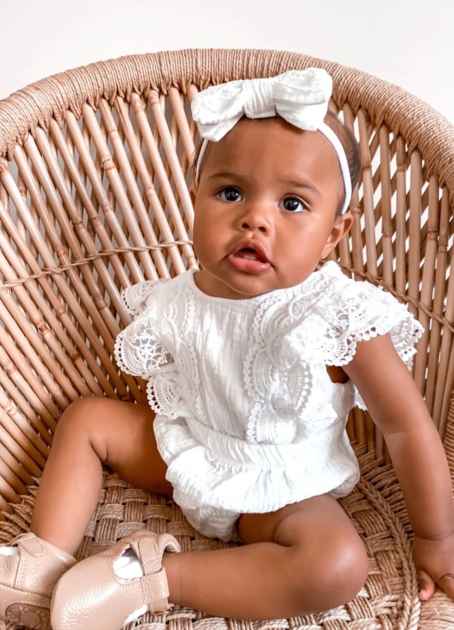 Sibling Outfits,  White Lace Romper