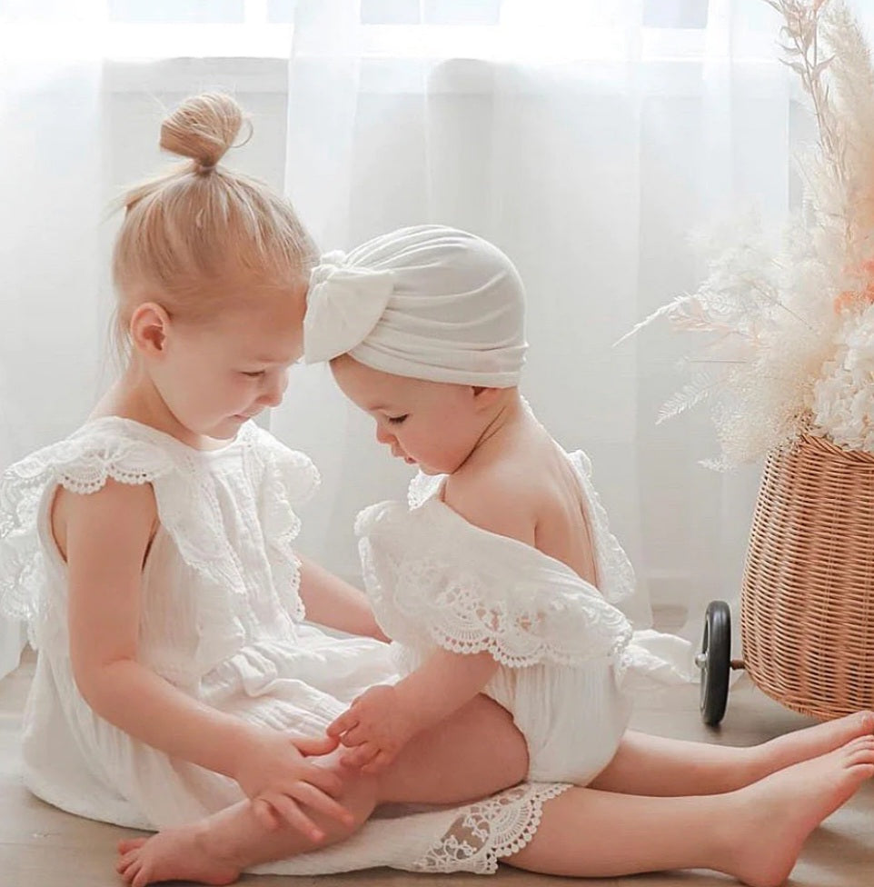 Sibling Outfits,  White Lace Romper