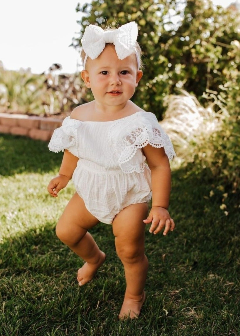 Sibling Outfits,  White Lace Romper