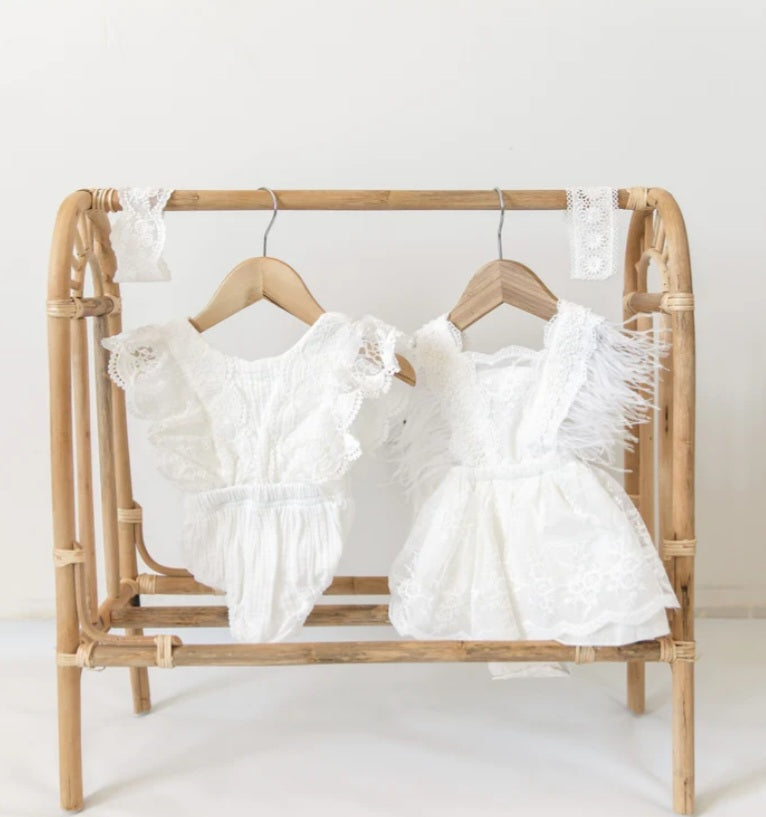 Sibling Outfits,  White Lace Romper