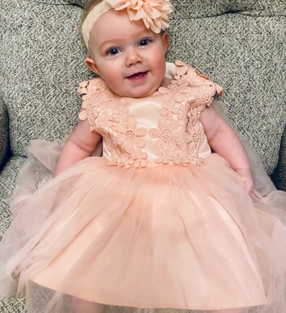 Pink Floral Dress with Lace 1000403