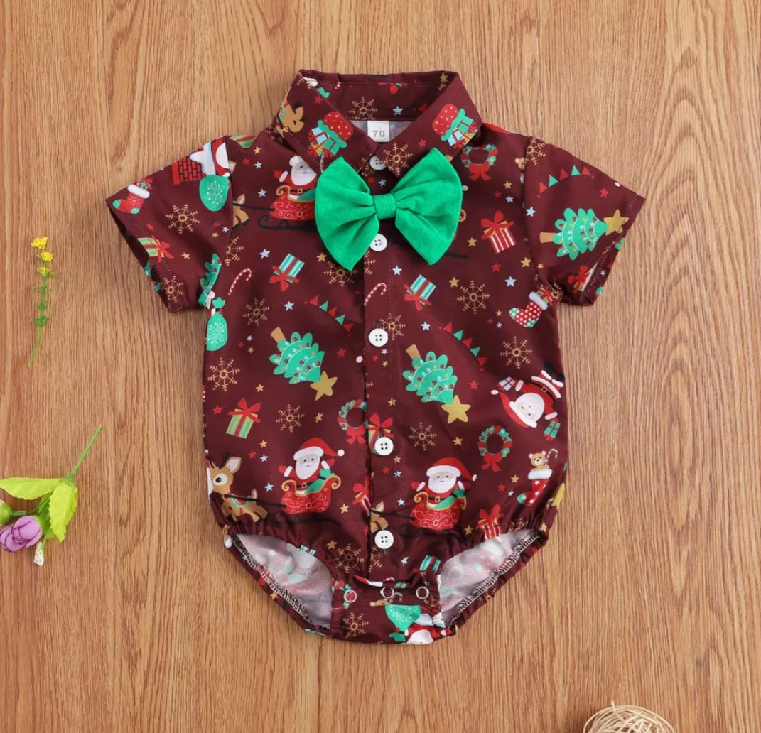 Maroon Christmas Romper Boy Generalman 2000316