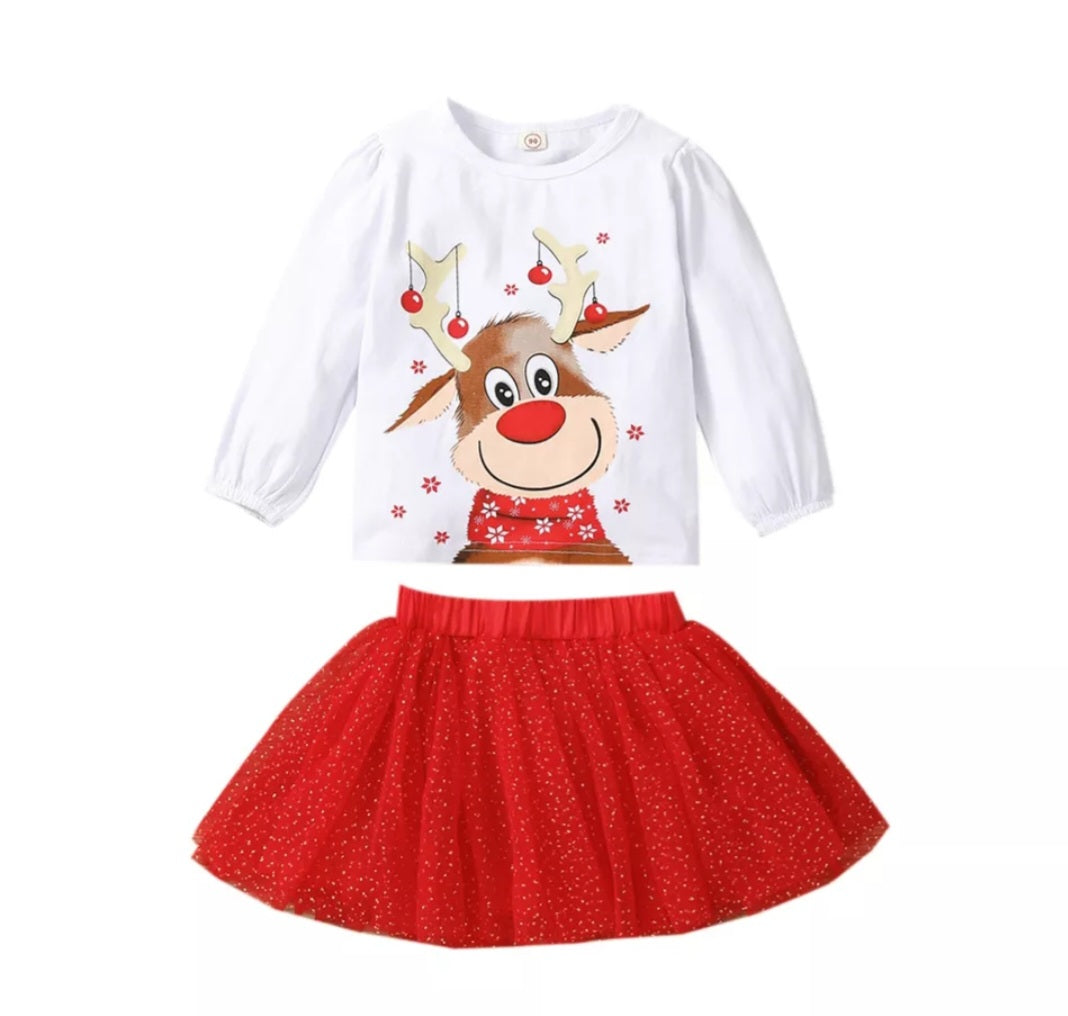 Reindeer Top an Tutu Christmas Outfit