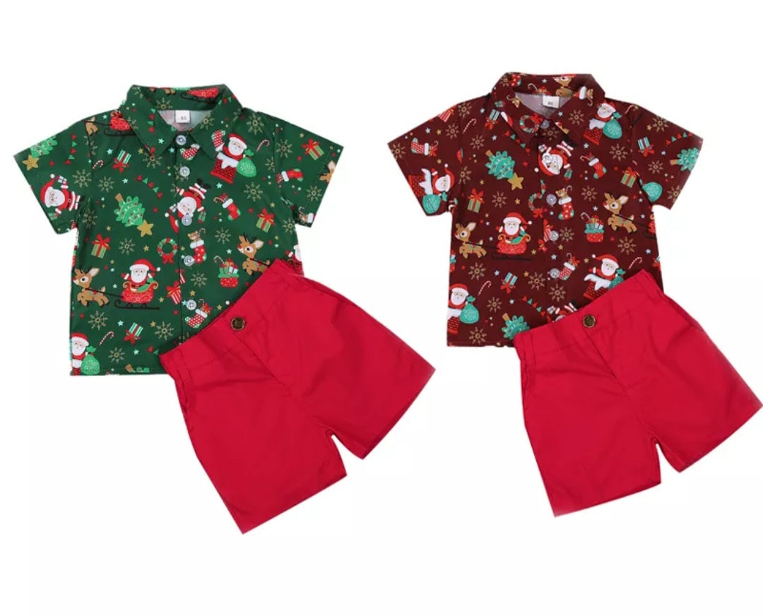 Forest Green Christmas Shirt and Shorts 2000320