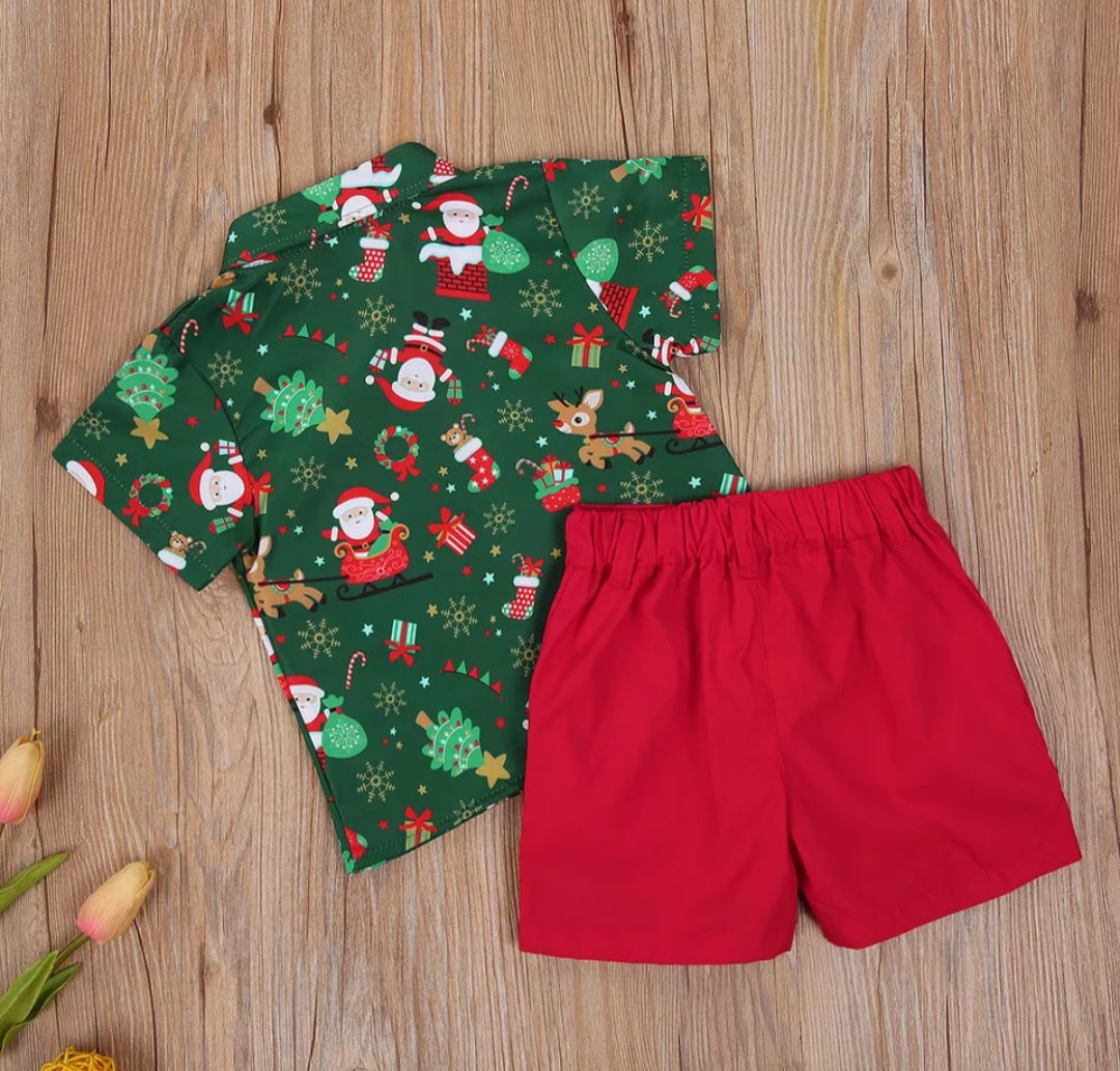 Forest Green Christmas Shirt and Shorts