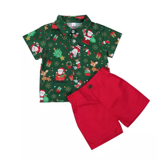 Forest Green Christmas Shirt and Shorts