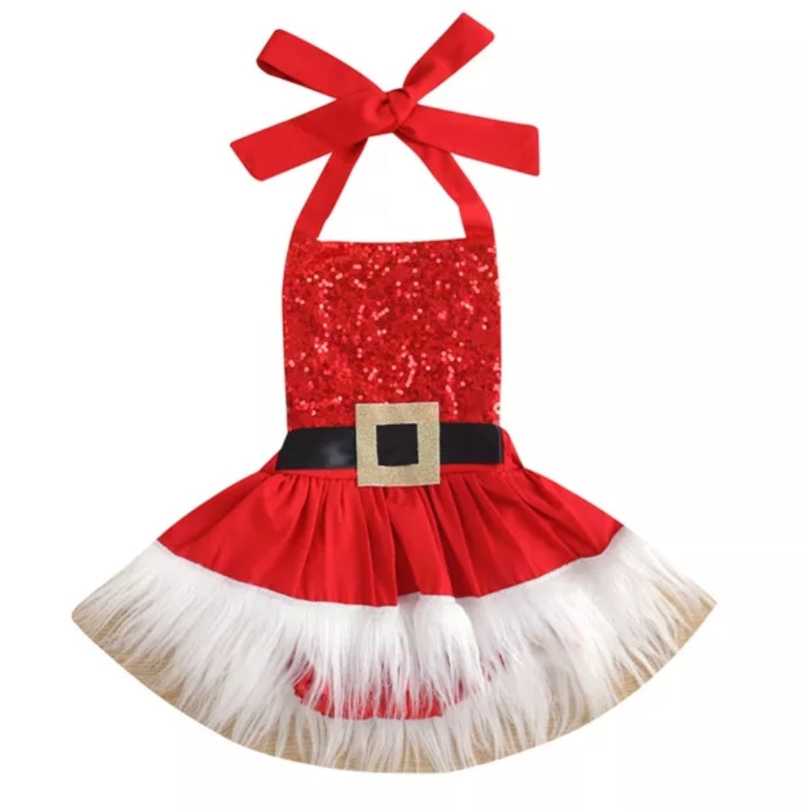 Santa Romper with Fux Fur Tutu