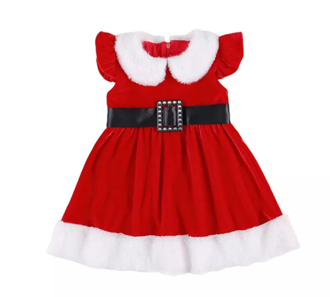 Velvet Santa Dress Short Sleeve