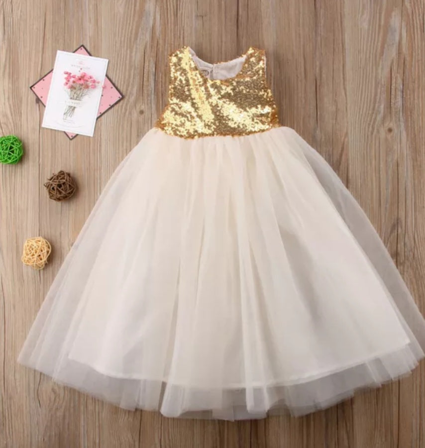 Gold Sequins and Champagne Dress #1000125