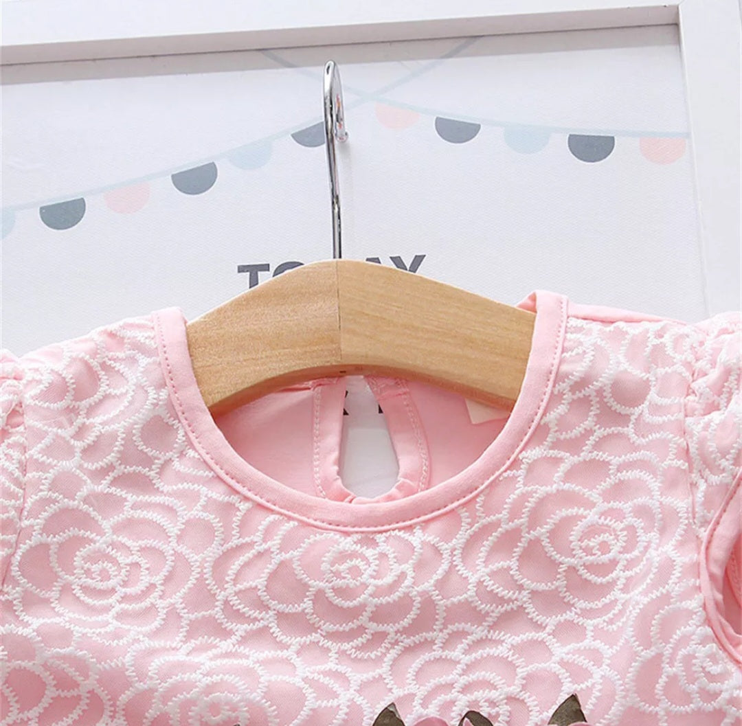 Pink Special Occasions Dress with Floral Clip on 1000121