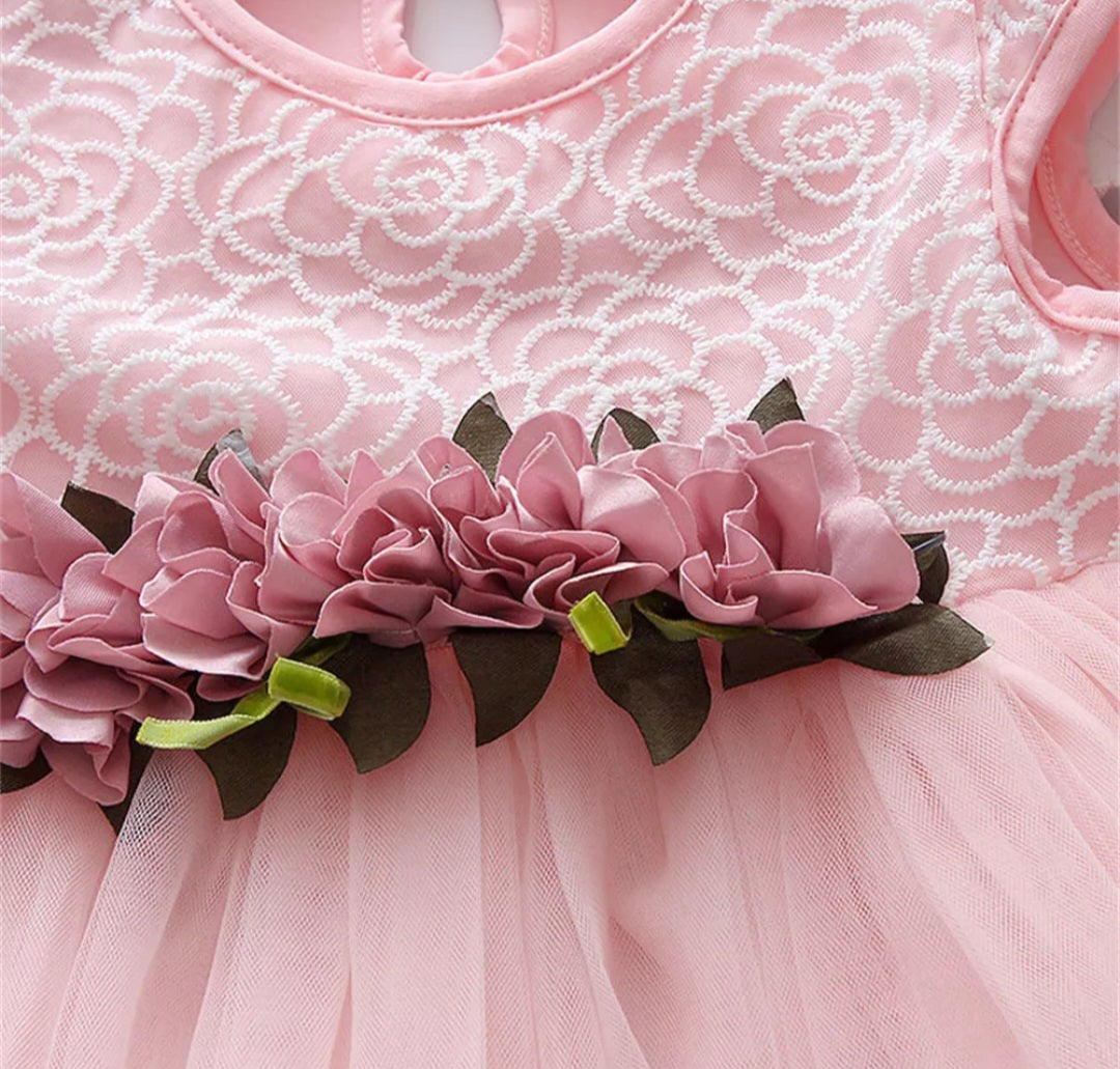 Pink Special Occasions Dress with Floral Clip on