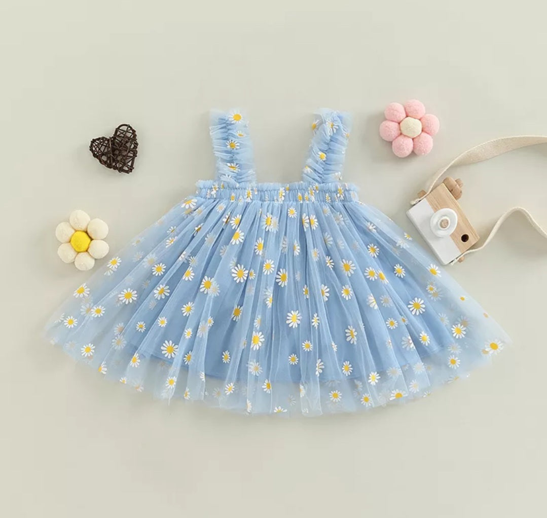 Blue Daisy Tulle Dress
