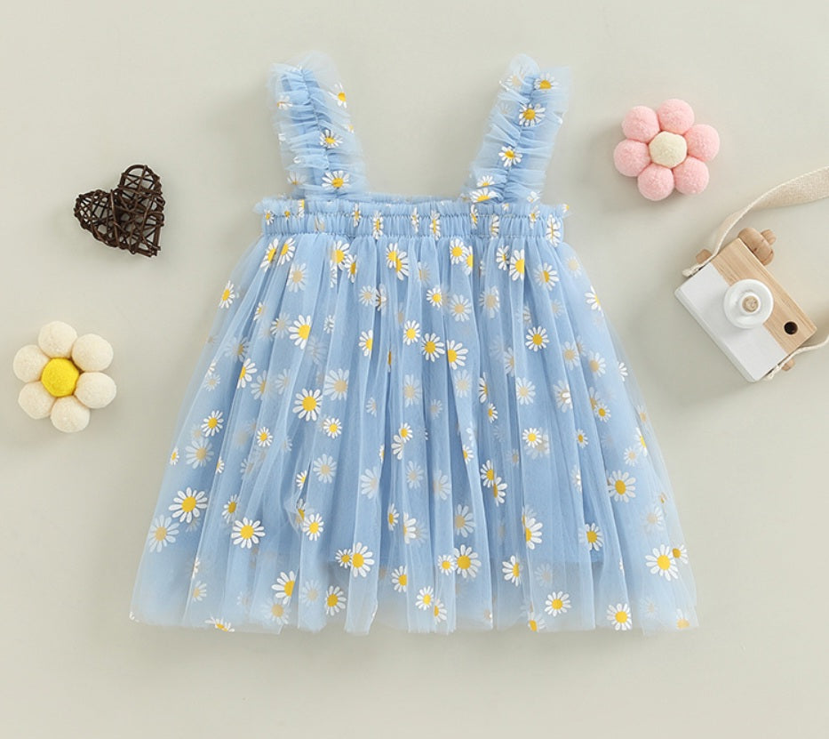 Blue Daisy Tulle Dress