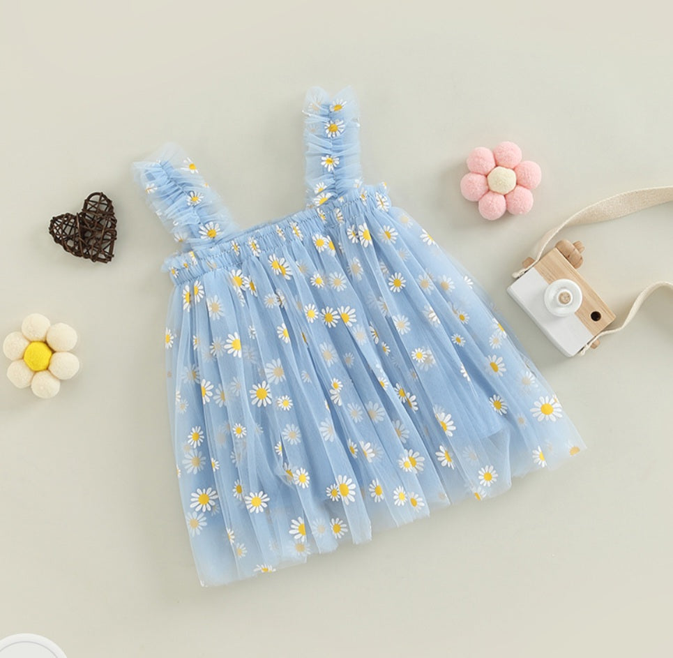 Blue Daisy Tulle Dress