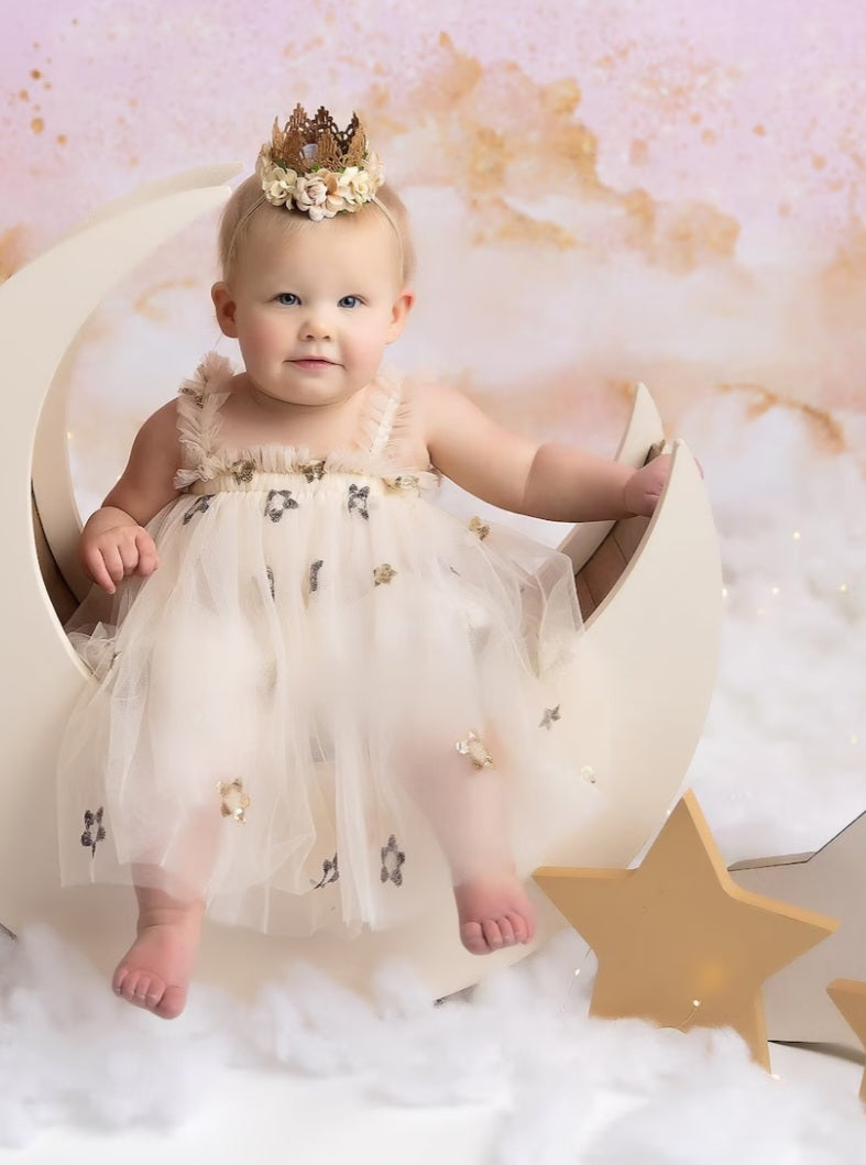 Gold and Silver Stat Tulle Dress (Ivory) 1001071