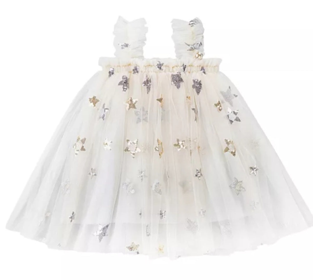 Gold and Silver Stat Tulle Dress (Ivory)