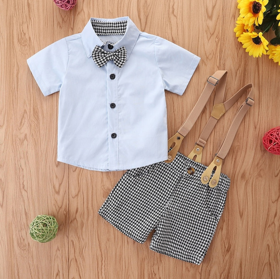 4PSC Gentleman Suit Light Blue Shirt, short, Suspenders and Bowtie