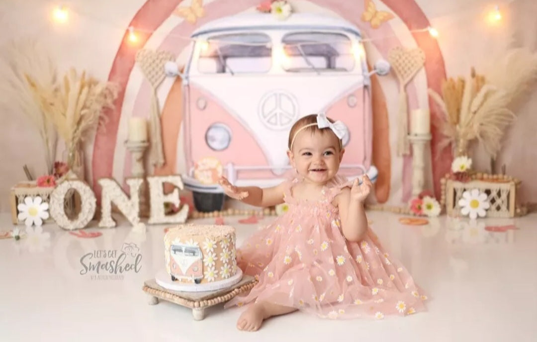 Dusty Pink Daisy Dress 100091