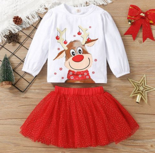 Reindeer Top an Tutu Christmas Outfit