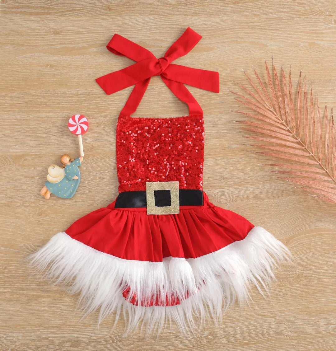 Santa Romper with Fux Fur Tutu