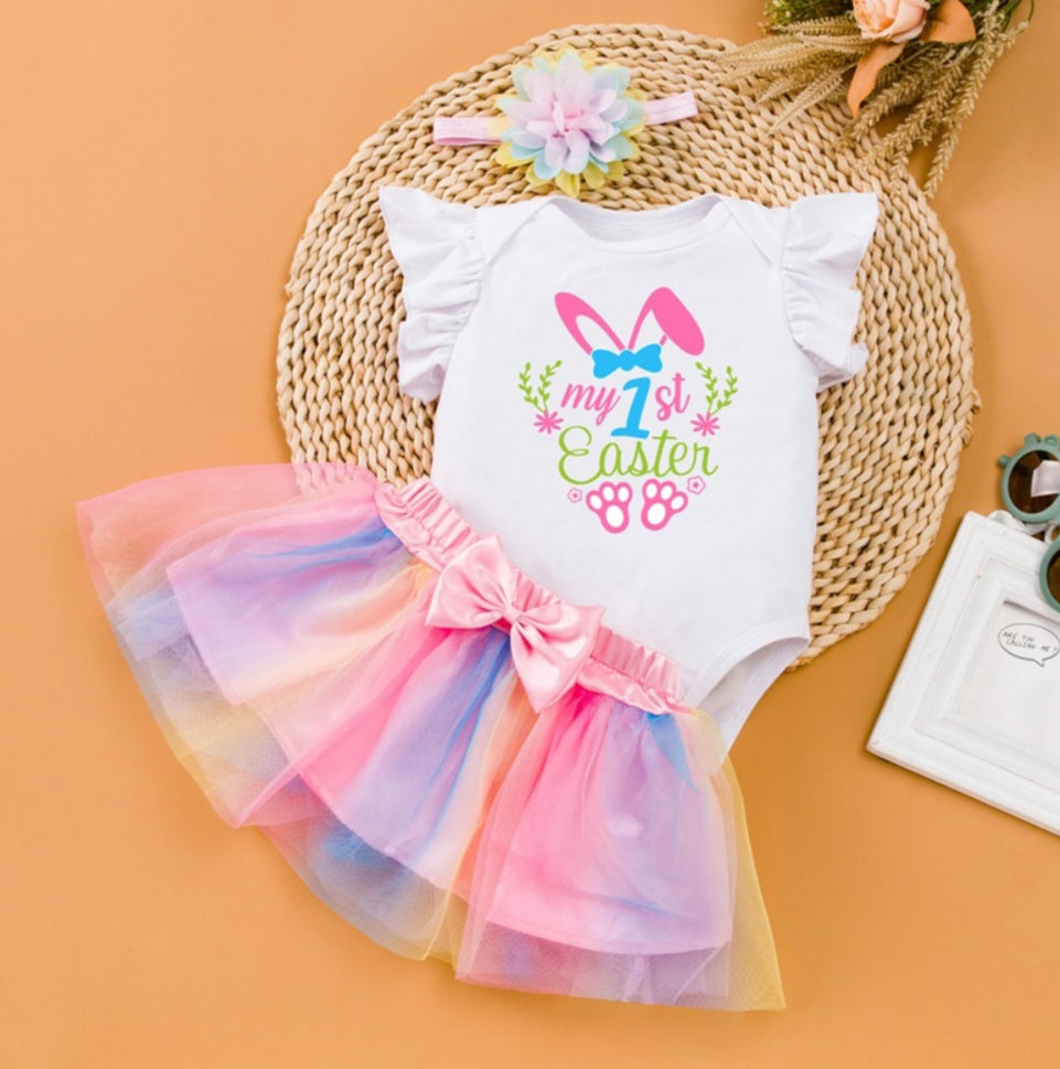 My First Easter Romper,  Tutu and Headband 
